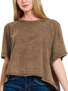 🆕 Zenana Premium Cotton Crinkle Wash Oversized Tee